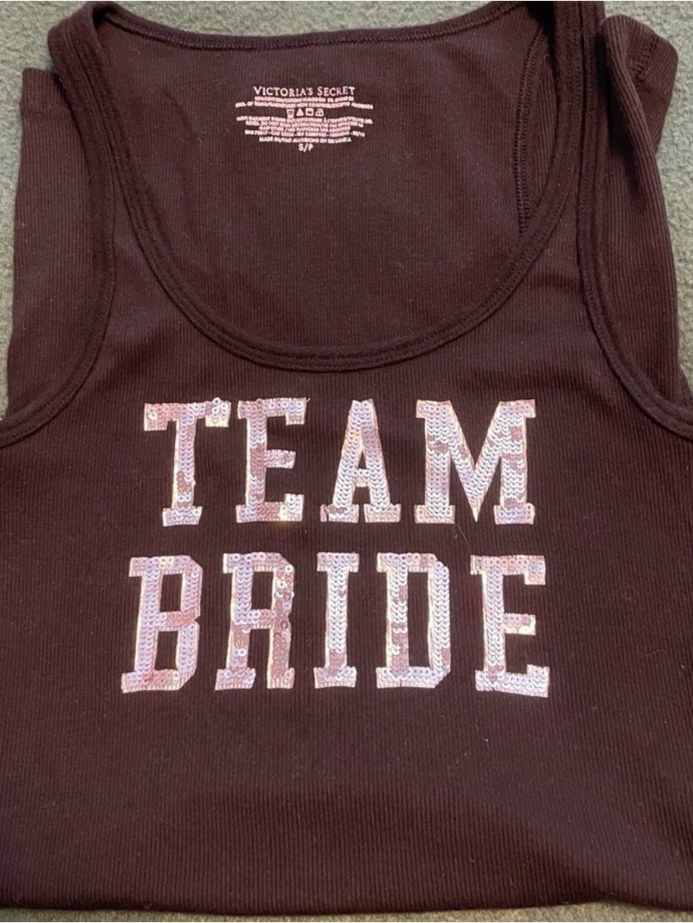 Victoria's Secret Black Tank with Pink Sequin 'TEAM BRIDE'